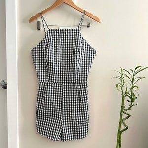 PEPPERMINT Black & White Gingham Halter Cotton Romper Made in USA